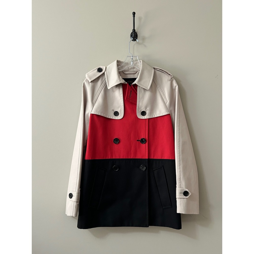 Coach Women's Color Stripe Short Trench Coat Red Multicolor F84988 XS NWT